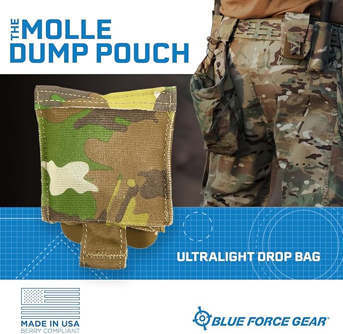Blue Force Gear MOLLE Dump Pouch - Multipurpose Compact Utility Drop Bag - 3 L x 3 W x 3.5 H