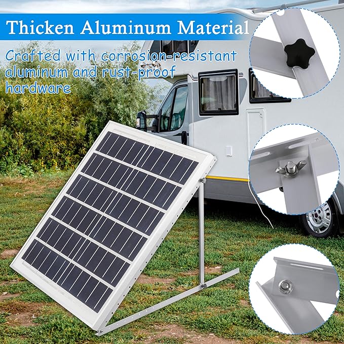 2 Sets 45 inch Adjustable Solar Panel Brackets Foldable Tilt Mount Brackets Suitable for 2-4pcs 100 200 300 400 Watt Solar Panel for Roof Boat RV and Off-Grid