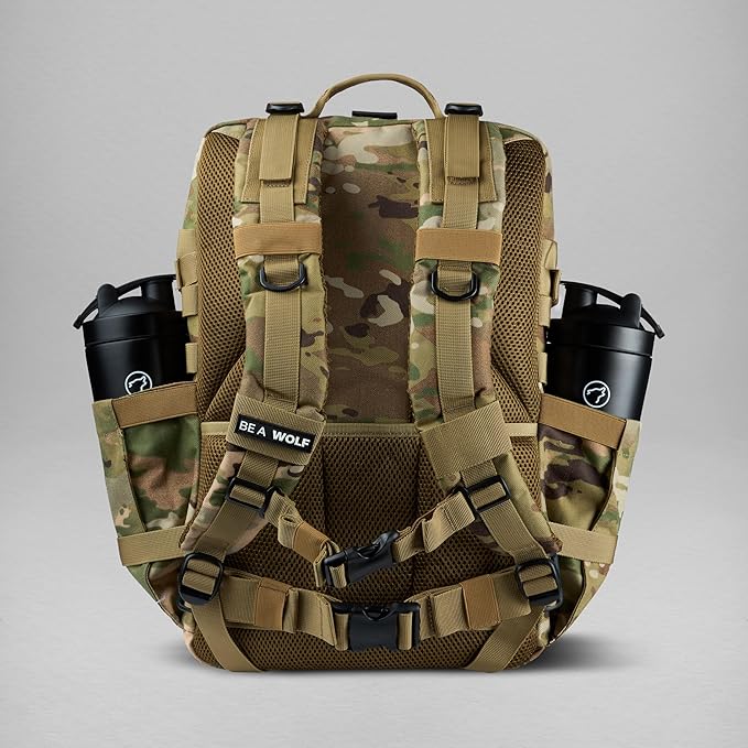 WOLFpak 45L Athletic Gym Backpack (OCP Camo) Durable 1000D Waterproof Oxford Material with MOLLE Webbing Laptop Pocket &amp Dual Cup Holders Durable Fitness/Travel/Military Daypack