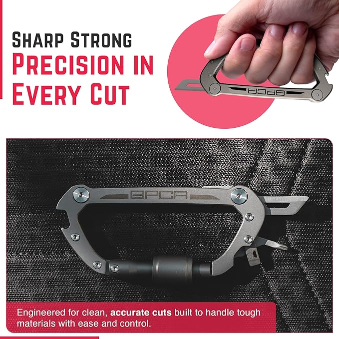 GPCA Carabiner Multitool - Carabiner Heavy Duty Key Clip for Keys Bottle Opener Screwdriver Box Cutter Ruler Keychain Clip Keychain Organizer EDC Gear for Camping &amp Hiking - Gifts for Men