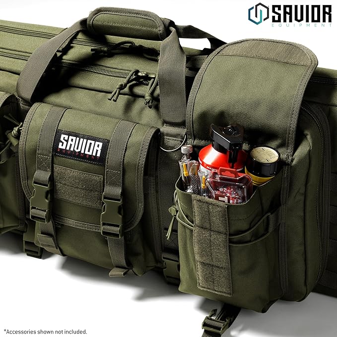 Savior Equipment American Classic Tactical Double Long Gun Bag Pistol Transportation Case w/Backpack Strap Lockable Compartment Available Length in 32 36 42 46 51 55