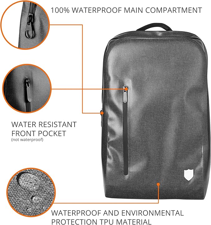 Airtight Waterproof Backpack - 20L Dry Bag for Hiking Camping Kayaking - Padded Shoulder Straps - Airtight Zipper for Outdoor Protection from Dust and Water