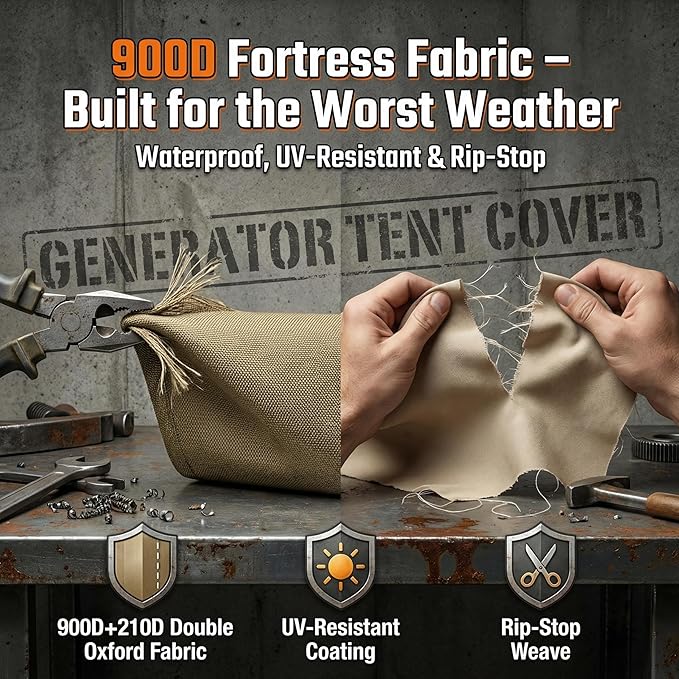 Generator Covers While Running 38L x 28W x 27H Heavy Duty Generator Cover for Outside Compatible with 10000+W Generator All Season Protection for Generator Khaki