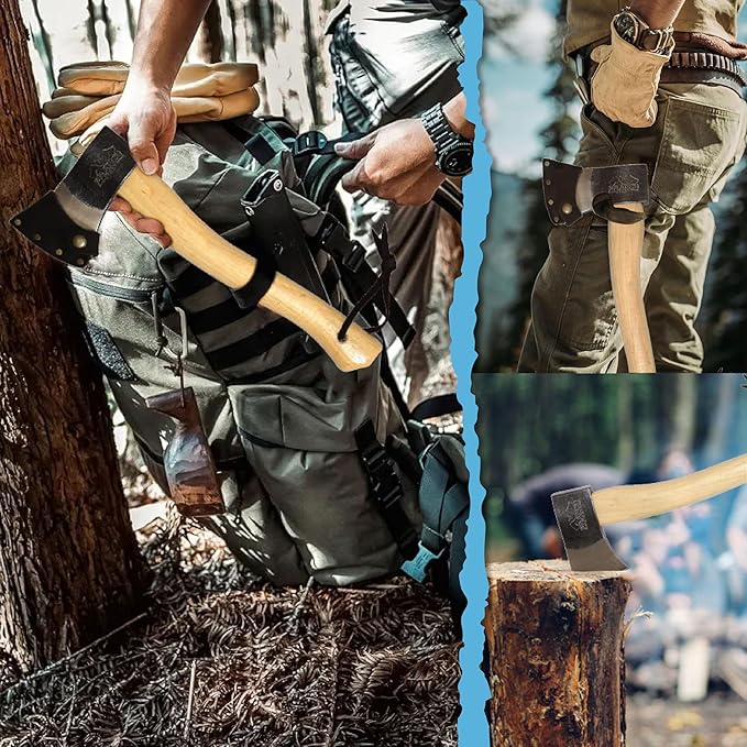 PRANDI Yankee Hatchet 1.98lb - Hickory Handle 19.7in - Ideal for Camping Travel and Bushcraft - Made in Italy
