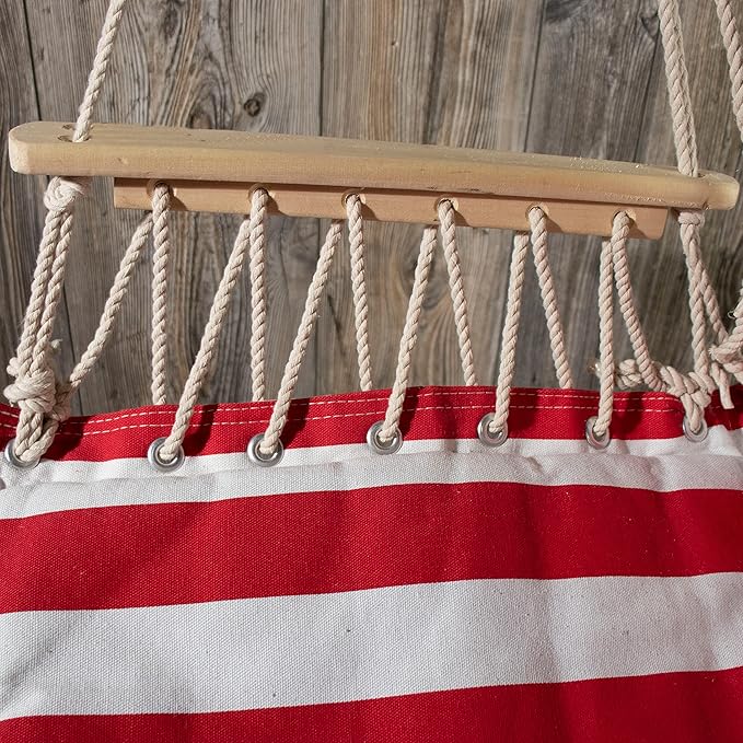 Hammock Chair Hanging Rope Swing *12 Patterns Quality Comfortable and Breathable Fabric - Indoor/Outdoor - Red White and Blue