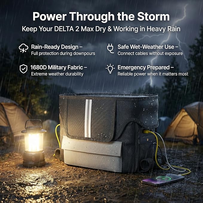 Protective Storage Bag DELTA 2 Max Waterproof and Heavyduty Durable Generator Cover for Portable Power Station 1680D Waterproof Oxford fabric Travel Organizer for Delta 2 Max &amp Extra Battery