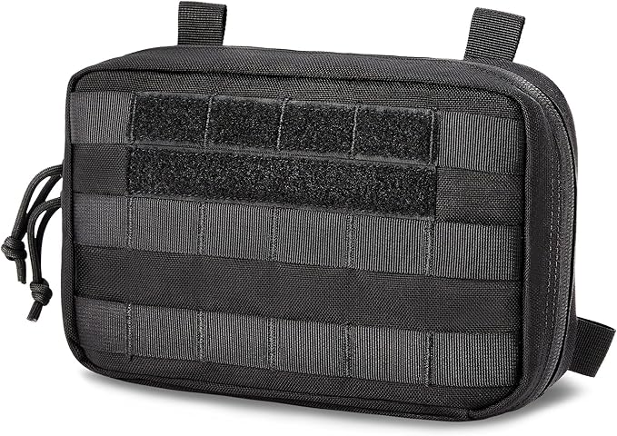Black Tactical Molle EDC Pouch - Admin Pouch with Molle Attachments for Backpacks