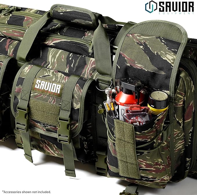 Savior Equipment American Classic Tactical Double Long Gun Bag Pistol Transportation Case w/Backpack Strap Lockable Compartment Available Length in 32 36 42 46 51 55