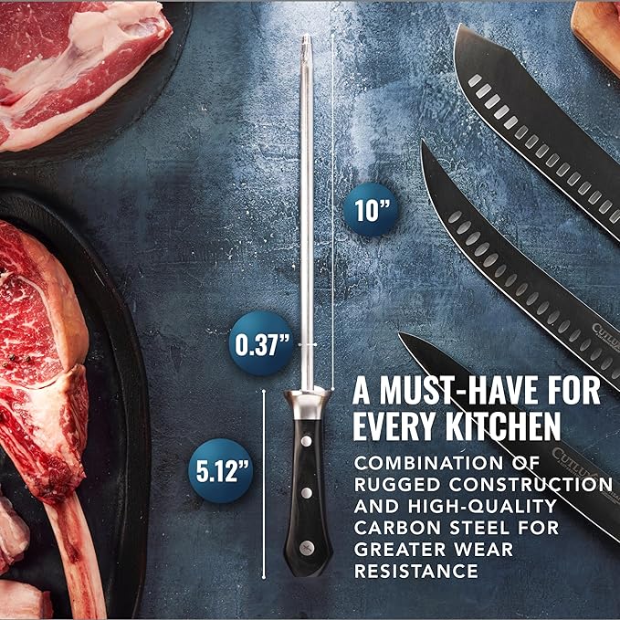 Cutluxe Honing Rod Professional Knife Sharpener Rod – 10 Honing Steel – Ergonomic Handle Design Grilling Gifts for Men – Artisan Series