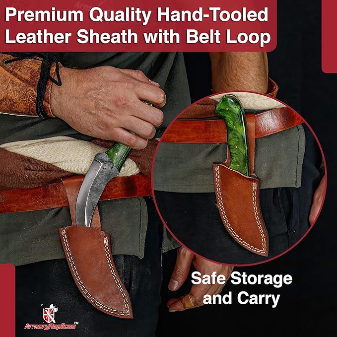 Armory Replicas™ Full Tang Outdoor Camping Knife – High Carbon Steel Trailing Point Blade for Hunting – Durable Versatile and Reliable Tool for Outdoor Adventures