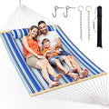 Double Hammock with Spreader BarSoft PillowMax Load 500lbsPortable Hammock for OutdoorCampingand BackyardAqua Blue