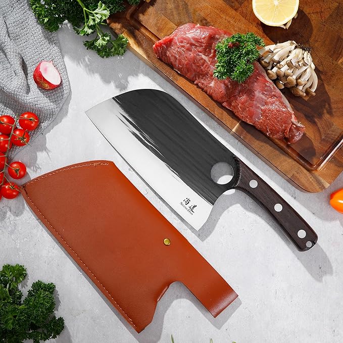SHANGDAO Meat Cleaver Knife 7.8 Butcher Knife for Meat Cutting High-carbon steel Chopper Knife Vegetable Cleavers Forged Blade &amp Wood Handle Camping Thanksgiving Christmas Gifts