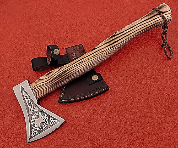 Smart &amp Sharp Hand Forged Viking Axe Etched on The Carbon Steel Forged Engraved Axe SS-17403 (ash Wood)
