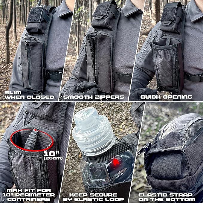 WYNEX Tactical Chest Rig Bag of Laser Cut Design Molle Chest Pouch Utility Recon Kit Bag Tactical Chest Pack Bag WYNEX Molle Tactical Pouches of Water Bottle Pouch Version Tactical Accessories