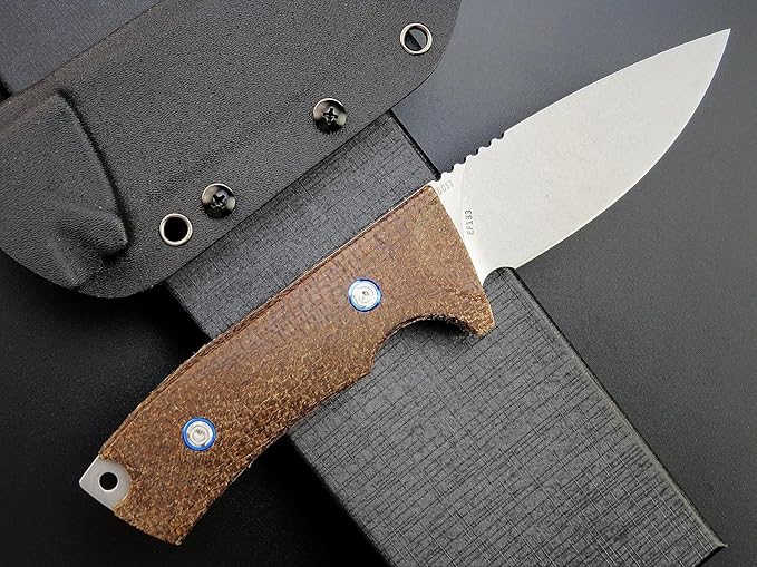 Eafengrow EF133 Fixed Blade Knife DC53 Steel Blade Micarta Handle Full Tang Compact Tough EDC Tool Knifes for Working Camping Hiking