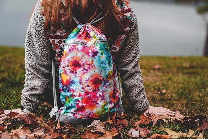 Skog Å Kust GymSak | Patented 2-in-1 Drawstring Cinch Bag with Removable Waterproof Dry Bag | Blue &amp Grey