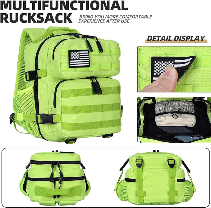 9L Mini Tactical Backpack for Men and Women Tactical Backpack Small for Hiking Small Tactical Bag (Fluorescent Green)