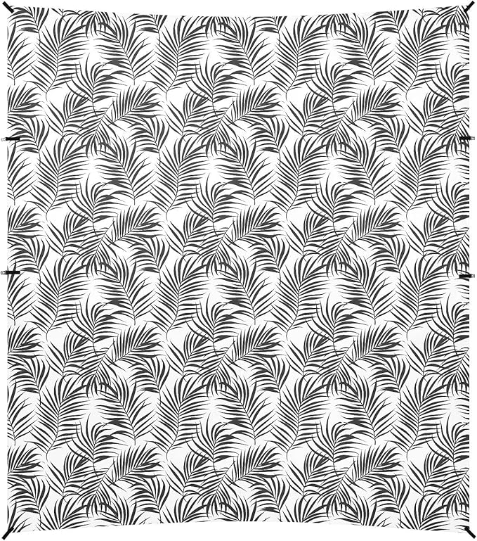 ALAZA Black Palm Leaves Beach Tent Sun Shelter UPF50+ Protection Beach Shade Canopy w/ 4 Sandbags for Outdoor Camping Fishing Backyard Fun Picnic 10x9 ft