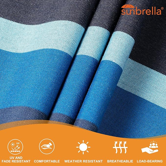 Lazy Daze Hammocks 12 FT Sunbrella Fabric Quilted Hammock Double Sunbrella Quilted Hammock with Spreader Bars &amp Pillow All Weather and Fade Resistant for Outdoor 450 lbs Capacity Gateway Indigo