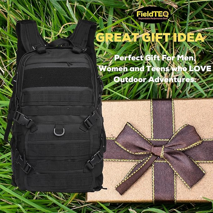 Tactical Backpack - Military Survival Patrol Bag - 40L Bug Out Bag - Molle webbing - for Camping Hunting Hiking Trekking &amp other Outdoor Adventures - Black