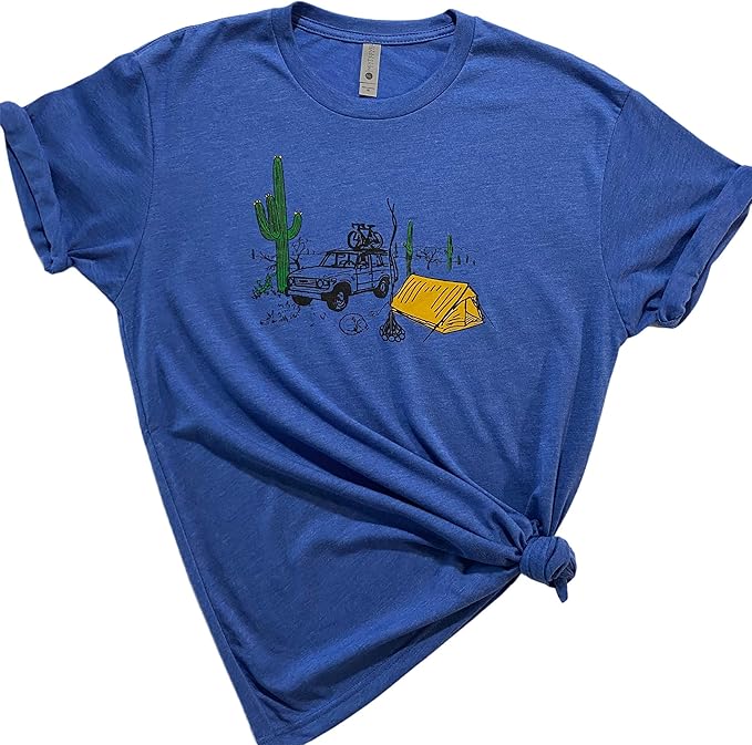 Desert Camping •Men's/Unisex T-shirt • Saguaro Shirt • Tri-blend T Shirt • Cactus Design • Camping Shirt