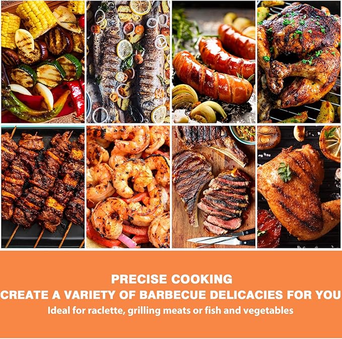 Electric BBQ Grill Techwood 15-Serving Indoor/Outdoor Electric Grill for Indoor &amp Outdoor Use Double Layer Design Portable Removable Stand Grill 1600W (Countertop BBQ Grill)