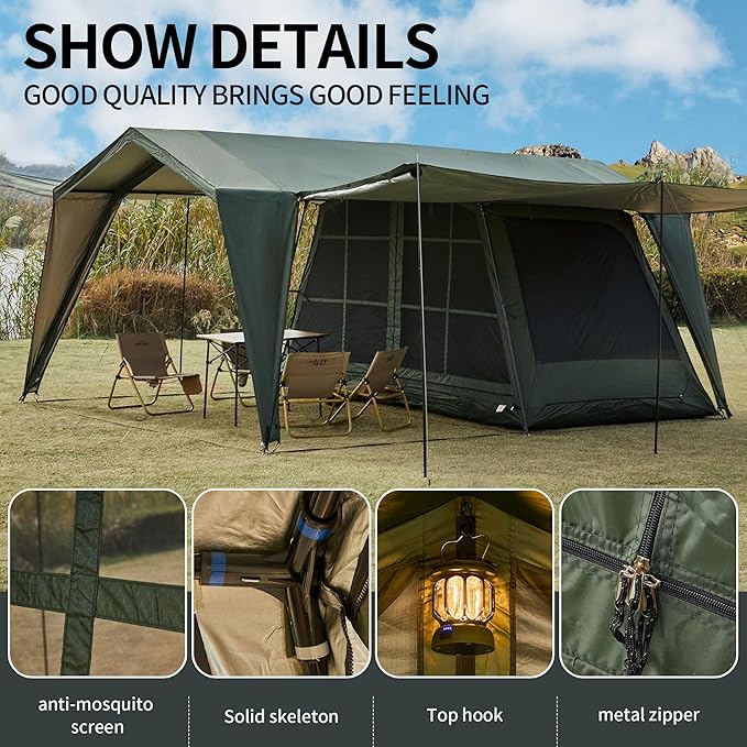 DanCoom 16.4x11.5 Ft Screen House Tent Large Gazebo Screen Tent Mesh Canopy Shelter with Waterproof &amp Sunshade Roof Easy Setup for Camping Backyard Beach