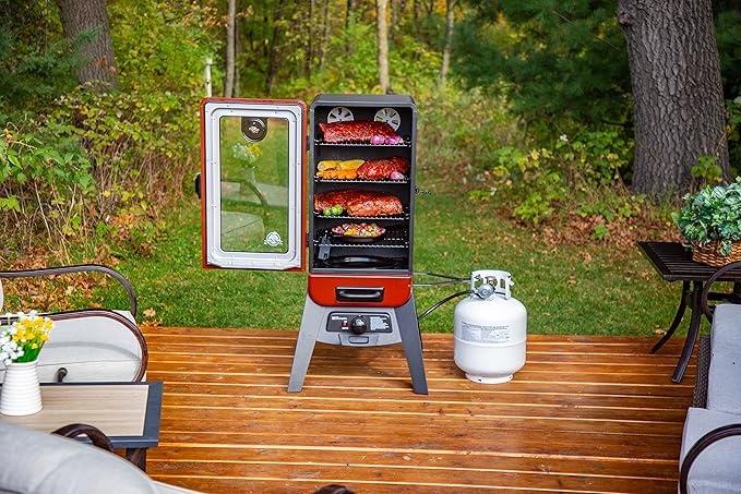 Pit Boss 3-Series Gas Vertical Smoker Red Hammertone - 10773