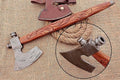 HUNTEX Unique Custom Hand-Forged Twist Pattern Damascus Steel 21 Inch Long Walnut Wood Handle Full Tang Razor Sharp Hunting Camping Outdoor Smoke Pipe Viking Axe with Genuine Leather Sheath