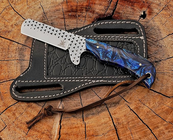 Cow Boy Knife Hand Forged Bull Cutter Knife with Sheath Best Gift for Girl Friend and Boy Friend. (Blue)