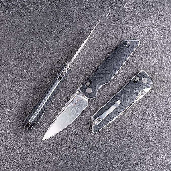 REALSTEEL SACRA Pro Pocket KnifeFolding KnifeCrossbar Lock3.31 Böhler K110 Steel BladeGlow-in-the-dark Thumb Stud Nail NickG10 Handle2.75ozClipEDC Outdoor IndoorGifts for Men Women Camping H