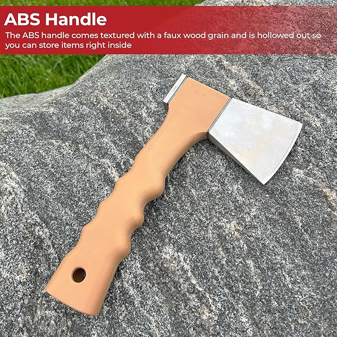 MedievalDepot Outdoor Camping Axe – Compact Full Tang Blade with Hammer Pommel Sheath Included (Brown)
