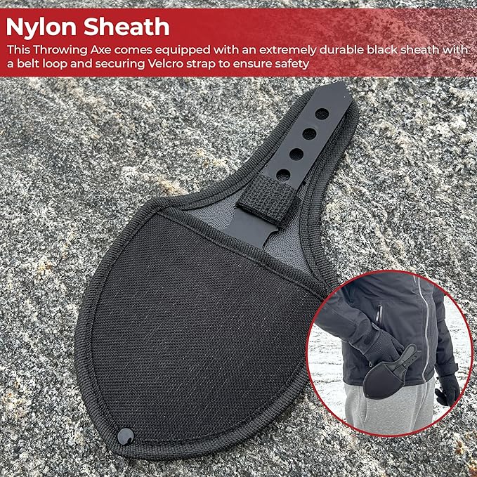 MedievalDepot Dragon's Mighty Fury Triple Edged Throwing Axe - Overall 8 Metal Black Anodized