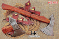 HUNTEX Custom Handmade Hand-Forged Twist Pattern Damascus Steel 18.5 Inch Long Walnut Wood Handle Razor Sharp Hunting Camping Wood Splitter Battle Bladed Axe with Genuine Leather Sheath