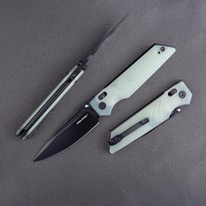 REALSTEEL SACRA Pro Pocket KnifeFolding KnifeCrossbar Lock3.31 Böhler K110 Steel BladeGlow-in-the-dark Thumb Stud Nail NickG10 Handle2.75ozClipEDC Outdoor IndoorGifts for Men Women Camping H