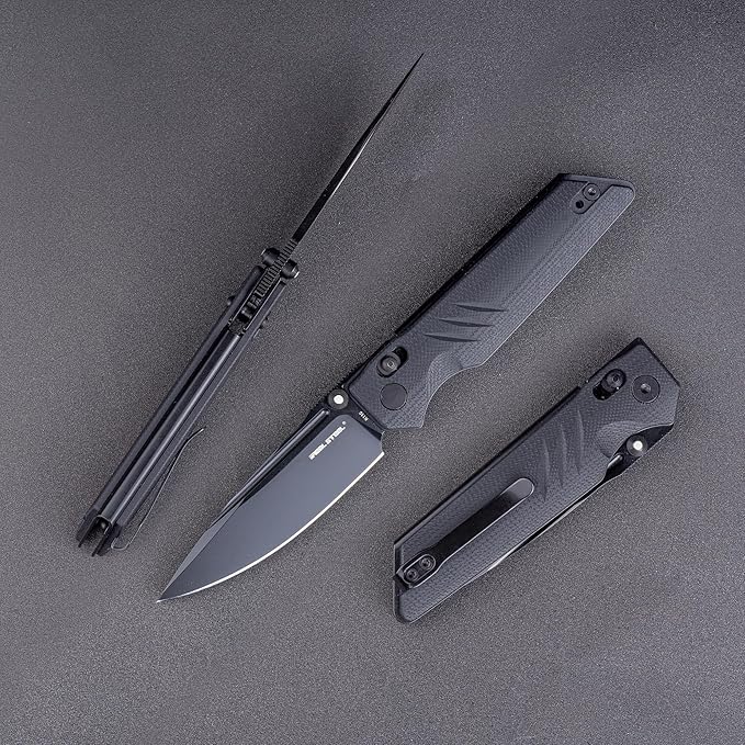 REALSTEEL SACRA Pro Pocket KnifeFolding KnifeCrossbar Lock3.31 Böhler K110 Steel BladeGlow-in-the-dark Thumb Stud Nail NickG10 Handle2.75ozClipEDC Outdoor IndoorGifts for Men Women Camping H