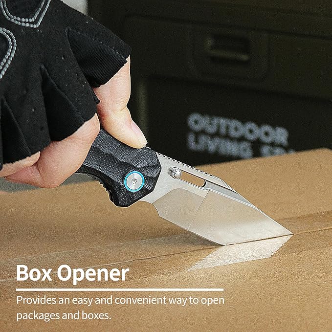 ALBATROSS Classic EDC Gift Satin Blade Ultra-Light Knife 2oz D2 Steel G10 Handle Liner Lock Thumb Hole Ergonomic Gift Box for Valentine‘s Day Birthday