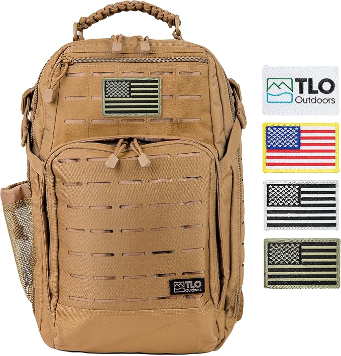 TLO Outdoors TacPack24L Tactical Backpack - Water Resistant 24 Liter Capacity Daypack Rucksack Gear Bag Laptop Bag