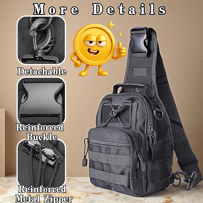 Tactical Sling Backpack Military Outdoor Sport Bag - EDC Molle Sling Shoulder Bag for Daily Carry &amp Outdoor Use (Green)
