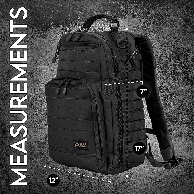 TLO Outdoors TacPack24L Tactical Backpack - Water Resistant 24 Liter Capacity Daypack Rucksack Gear Bag Laptop Bag