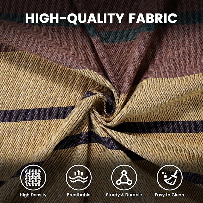 Lazy Daze Hammocks Cotton Fabric Spreader Bar Hammock and 10.5 Ft Wood Arc Hammock Stand Combo for Indoor Outdoor Patio Garden Backyard Khaki and Brown