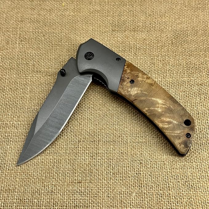 Personalized Pocket Knife Spring Assisted Wood Handle Folding Knife Gentlemen's Pocket Knife Knives fo Men Gift For Fathers Day
