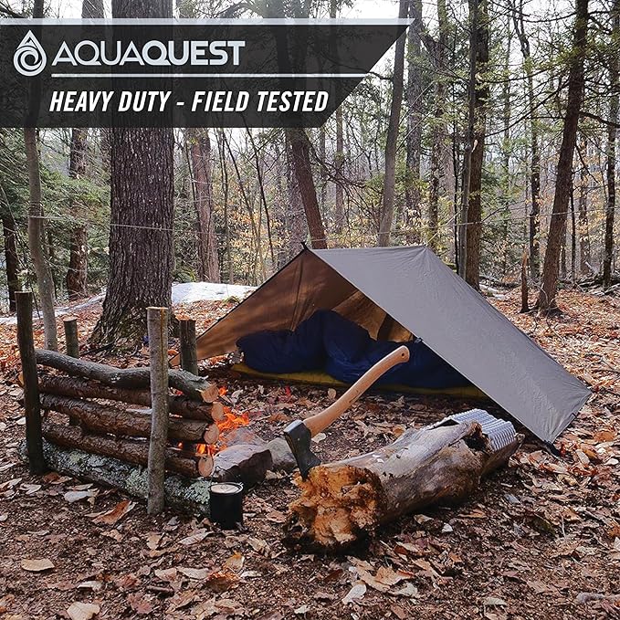 AquaQuest Defender Tarp – Heavy-Duty Waterproof (20000 mm) Seam-Taped Rain Fly for Camping Bushcraft &amp Survival