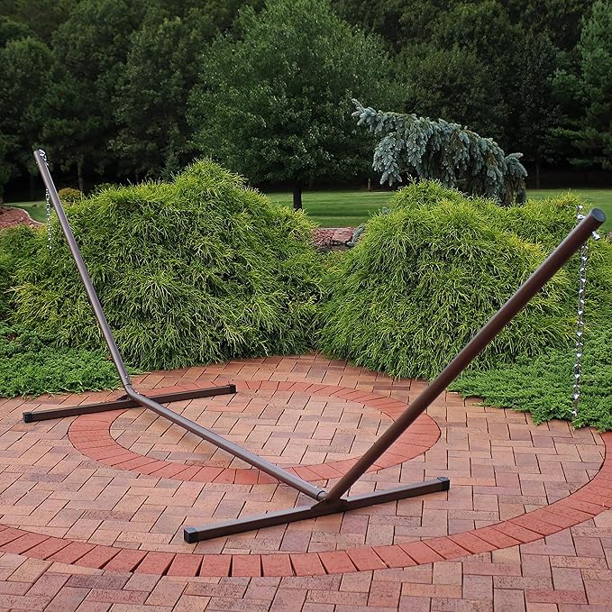 Sunnydaze Double Hammock Stand for Outside - 400-Pound Capacity Indoor/Outdoor Hammock Frame - Bronze Powder-Coated Finish - 15-Foot