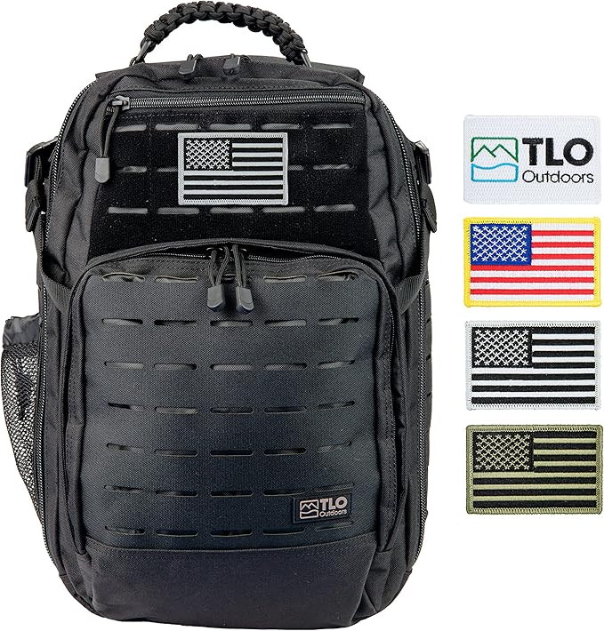 TLO Outdoors TacPack24L Tactical Backpack - Water Resistant 24 Liter Capacity Daypack Rucksack Gear Bag Laptop Bag