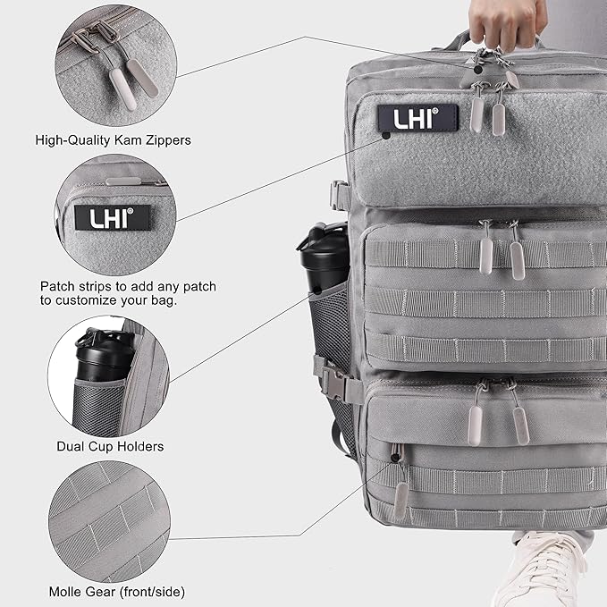 LHI Tactical Military Backpack for Men and Women 25L/35L Army Assault Pack Bag Small Rucksack with Bottle Holder