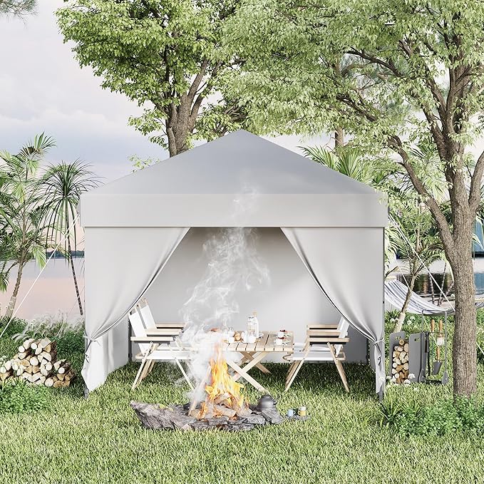 Pop Up Canopy Tent 10x10 Gazebo with 4 Removable Sidewalls Heavy Duty Outdoor Canopy for Patio Waterproof Instant Shelter for Parties &amp Camping White