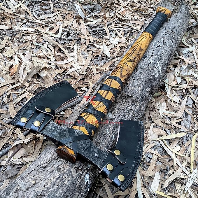 FS Crafts AxeVS003B 34 Double Head Berserker Axe Two Hand Axe Broad Axe Hewing Axe Double Edged Battle Axe Large Norse Axe Double Blade Axe Big Viking Axe Hand Forged Axe Blade Axe