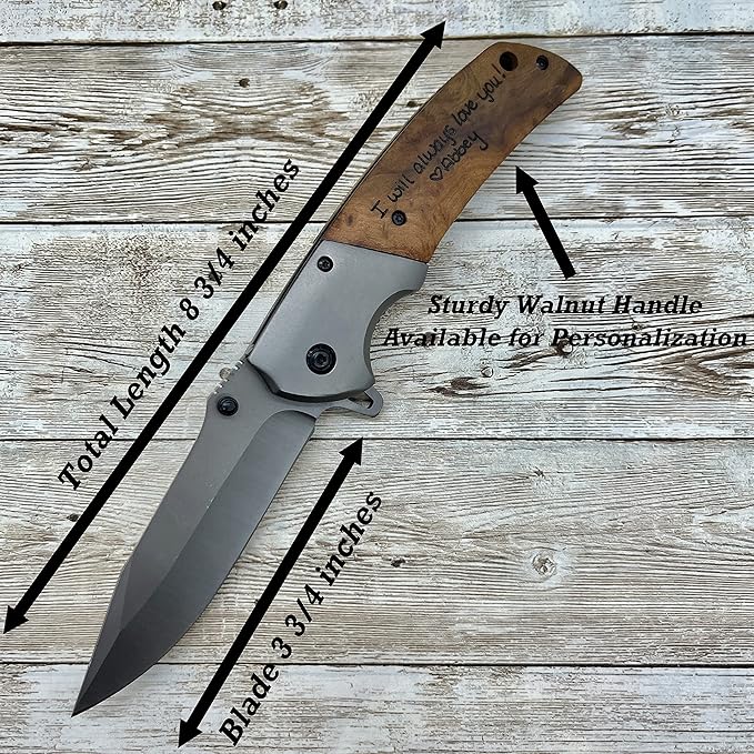 Personalized Pocket Knife Spring Assisted Wood Handle Folding Knife Gentlemen's Pocket Knife Knives fo Men Gift For Fathers Day