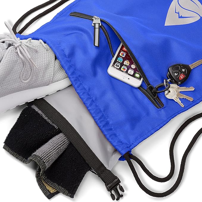 Skog Å Kust GymSak | Patented 2-in-1 Drawstring Cinch Bag with Removable Waterproof Dry Bag | Blue &amp Grey